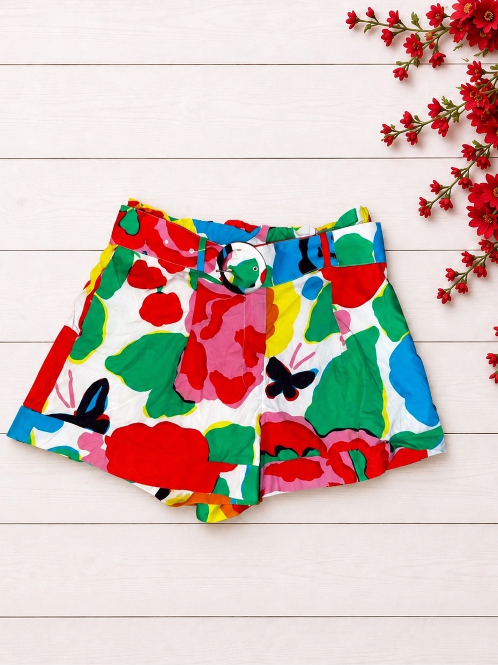 J.Crew Pleated Short in Ratti Jardin Floral Belted Poplin dopamnine funky artsy